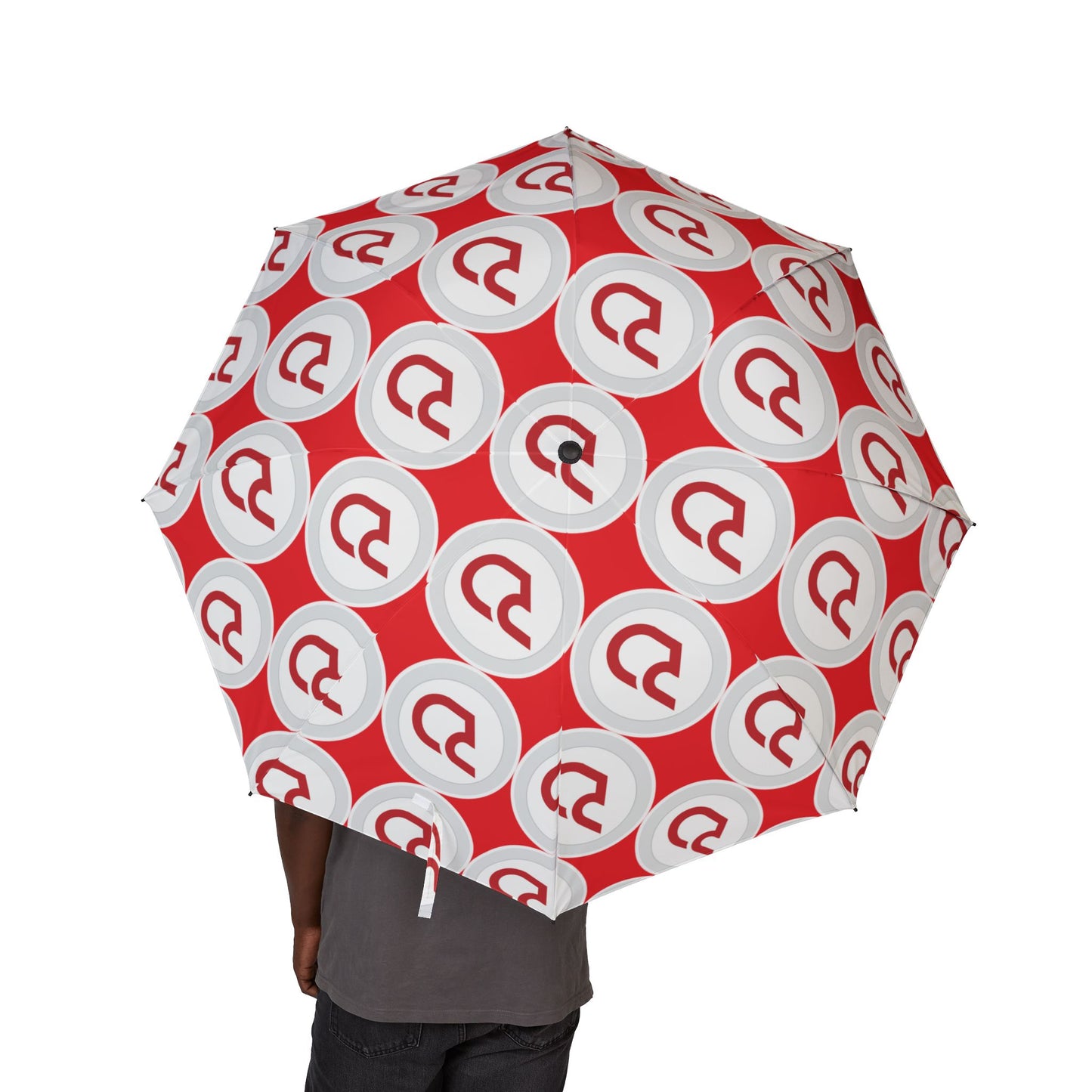 RD logo Foldable Umbrella — Red Retro Circle Logo Pattern (Red)