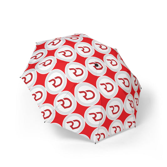 RD logo Foldable Umbrella — Red Retro Circle Logo Pattern (Red)