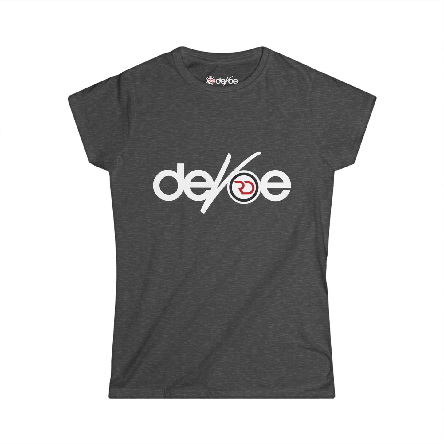 Women's Tee — Minimal Red & Black Circular Logo Chest Print