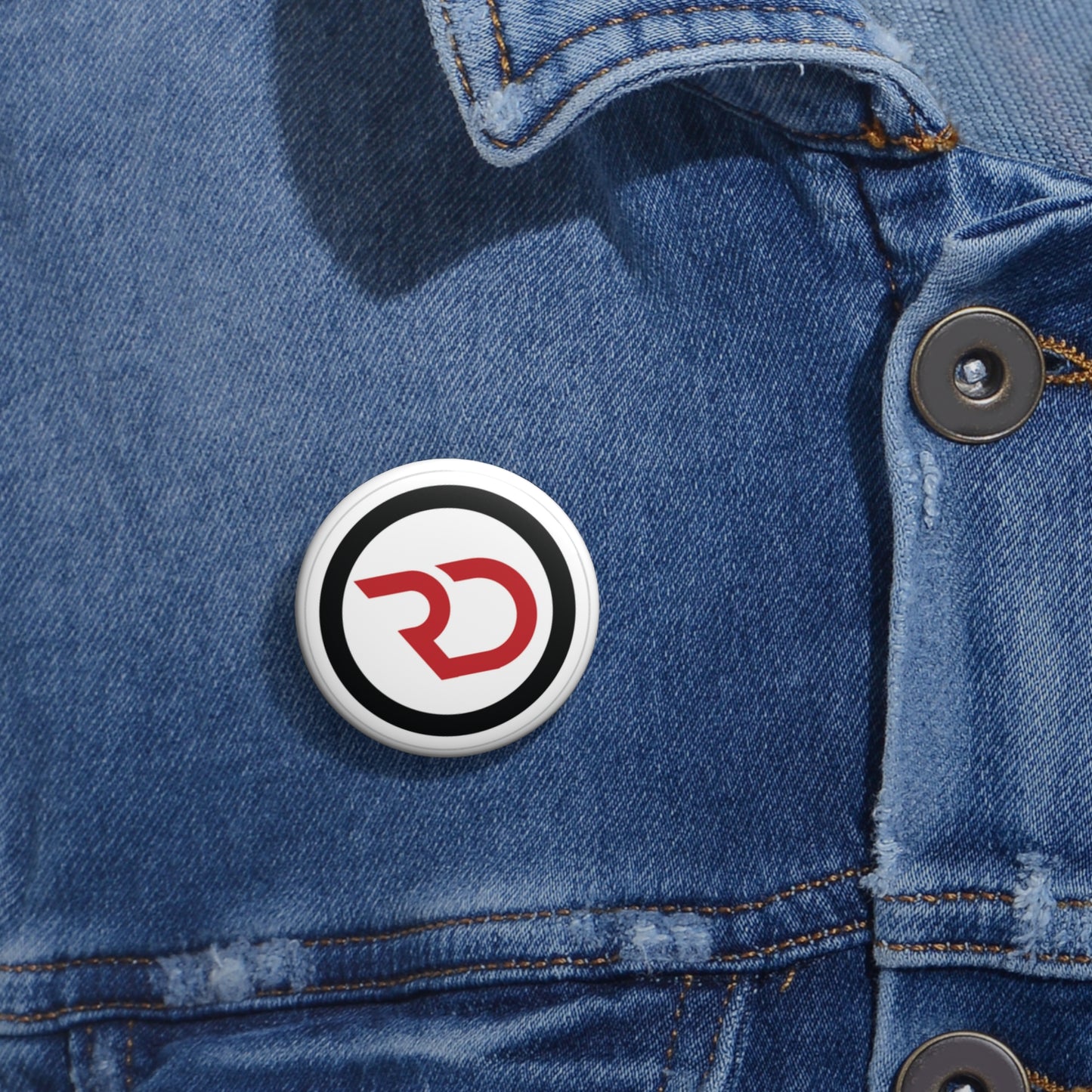 Pin Button — Red RD Logo Custom Enamel-Style Badge
