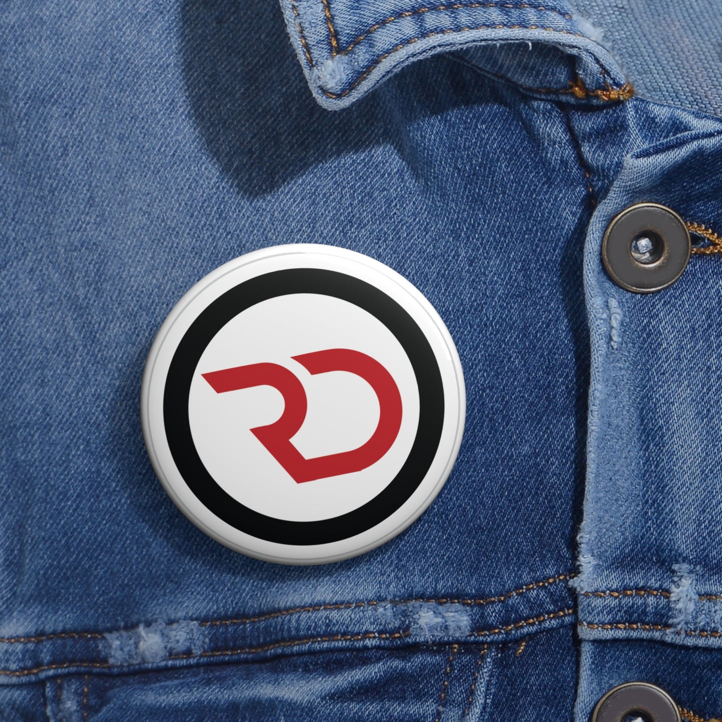Pin Button — Red RD Logo Custom Enamel-Style Badge