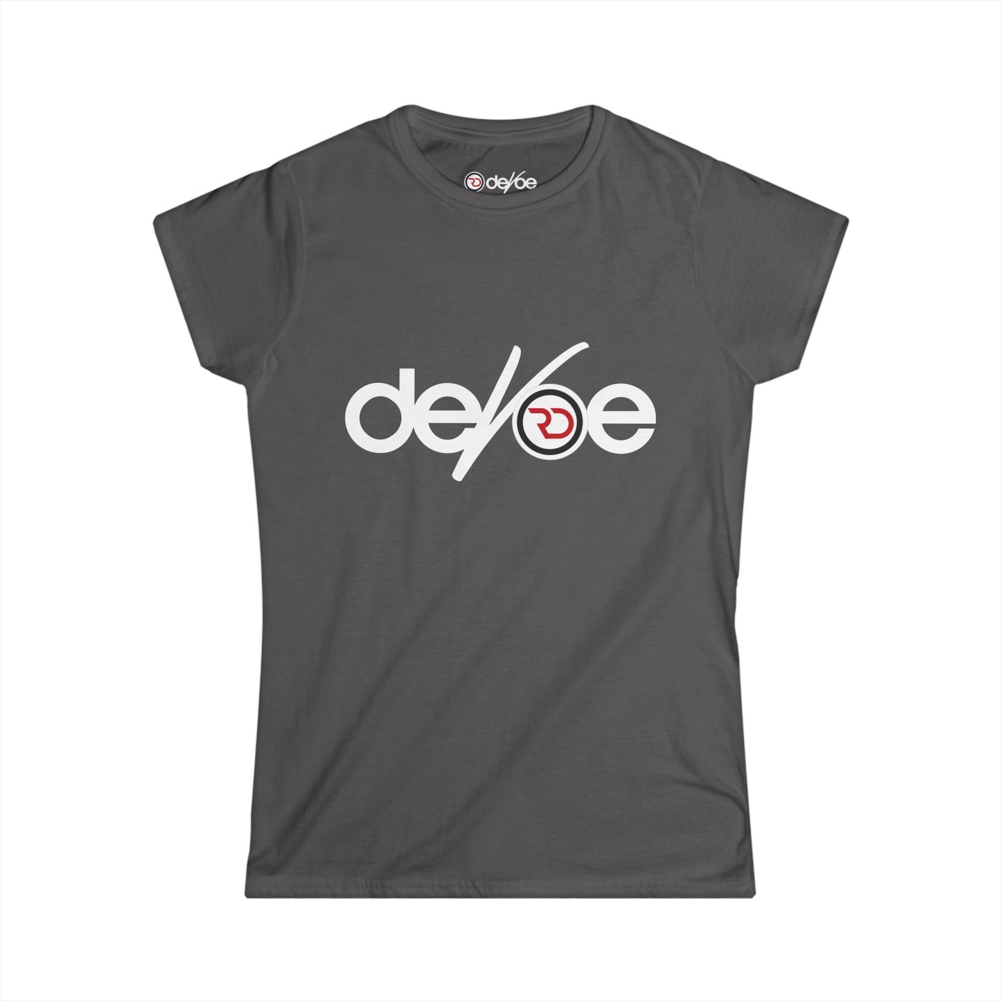 Women's Tee — Minimal Red & Black Circular Logo Chest Print