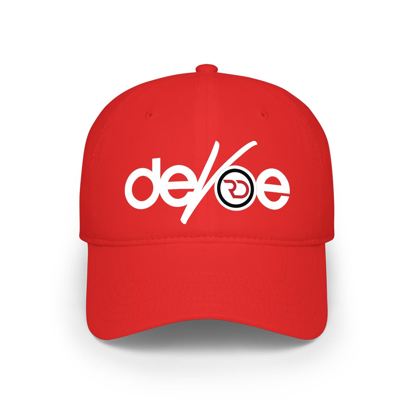 Low Profile Baseball Cap — 'deVoe' Script Logo Red Dad Hat