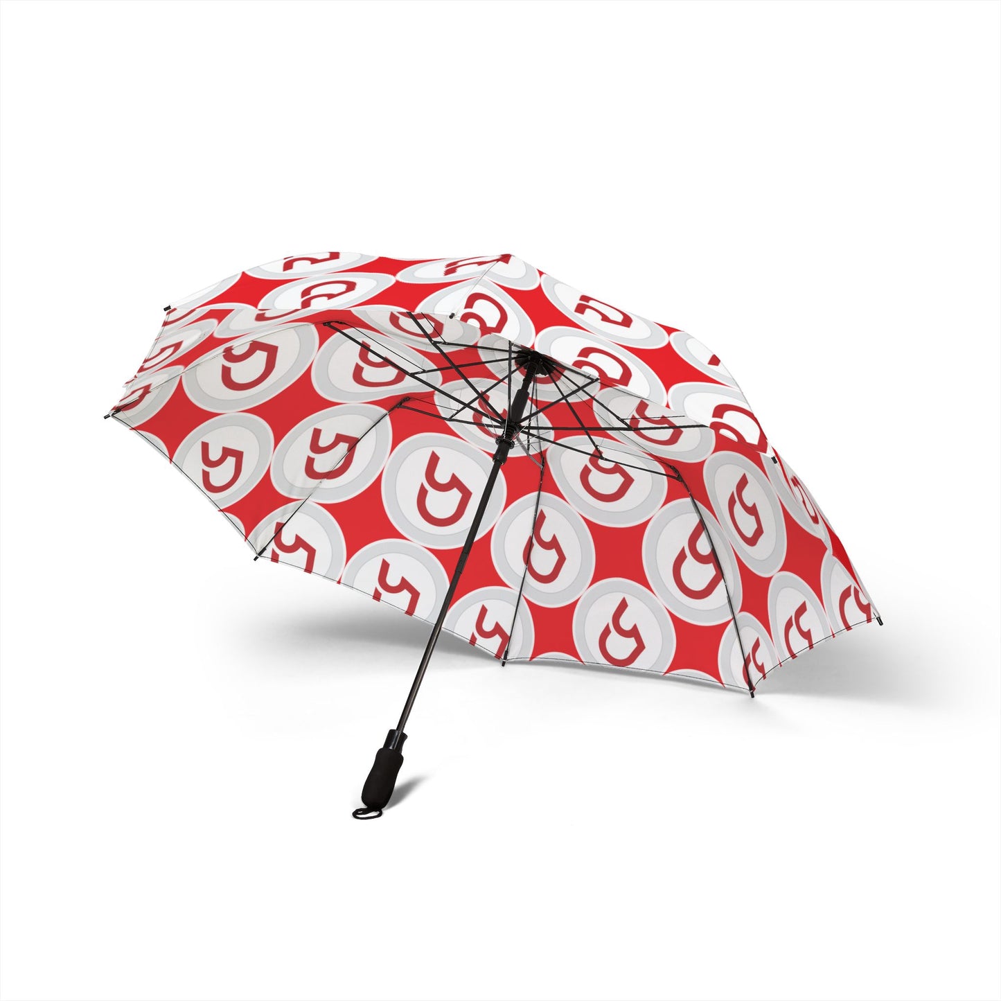 RD logo Foldable Umbrella — Red Retro Circle Logo Pattern (Red)