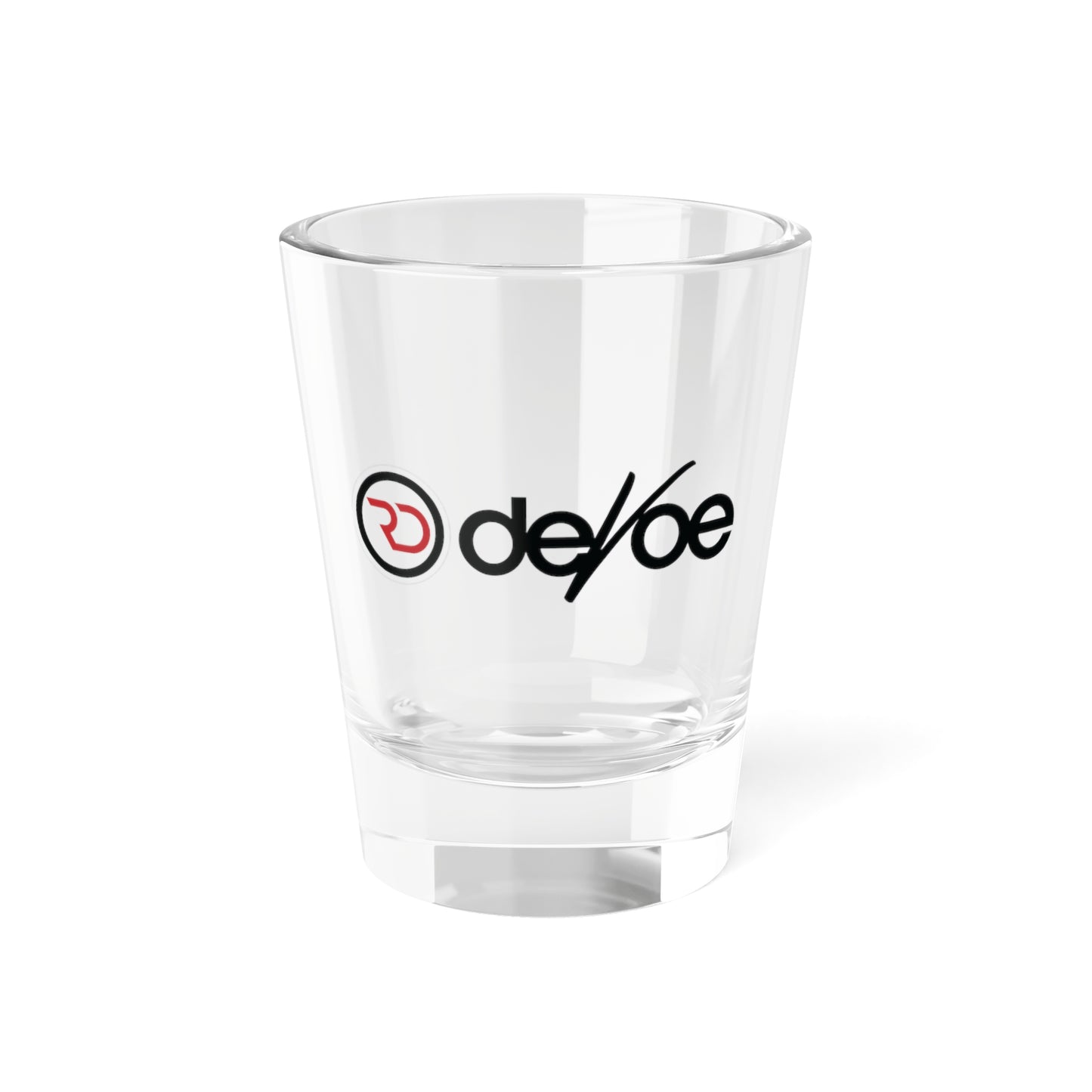 Branded 1.5oz Shot Glass — De/oe Logo Clear Shooter Glass