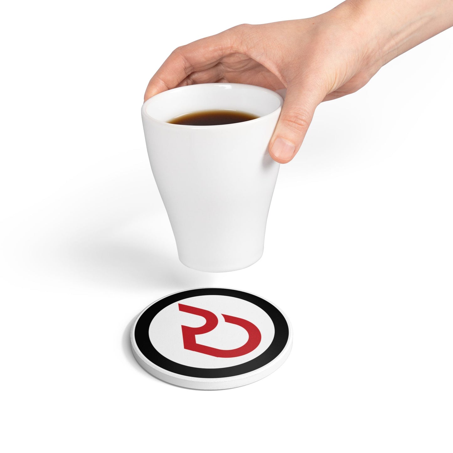 Ceramic Coaster — Modern Red RD Logo Drink Coaster