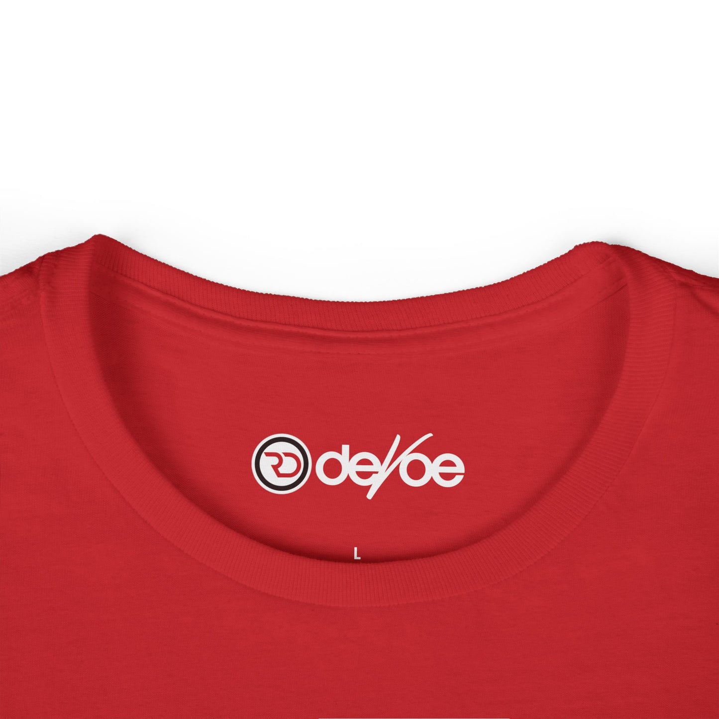 Women's Tee — Minimal Red & Black Circular Logo Chest Print