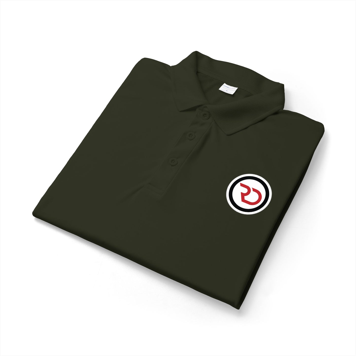Embroidered Red Circle Logo Polo Shirt