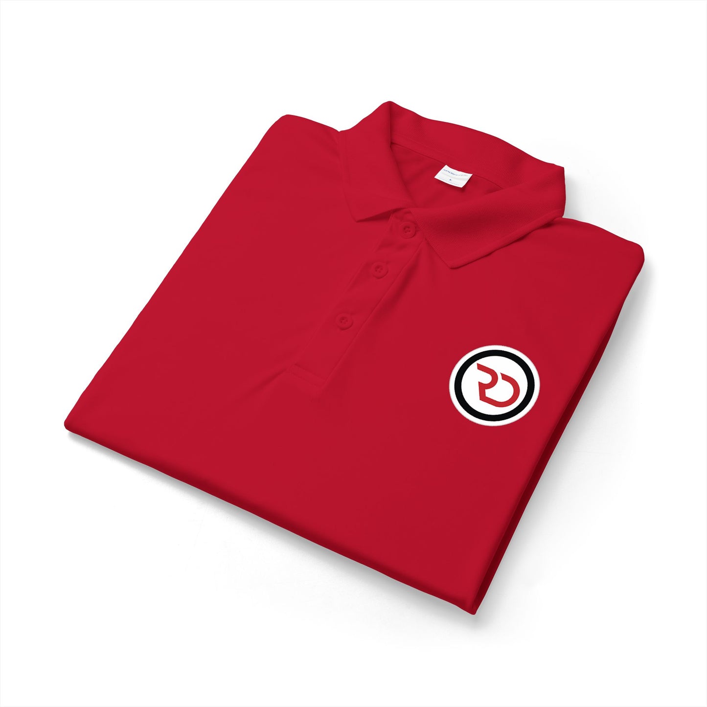 Embroidered Red Circle Logo Polo Shirt