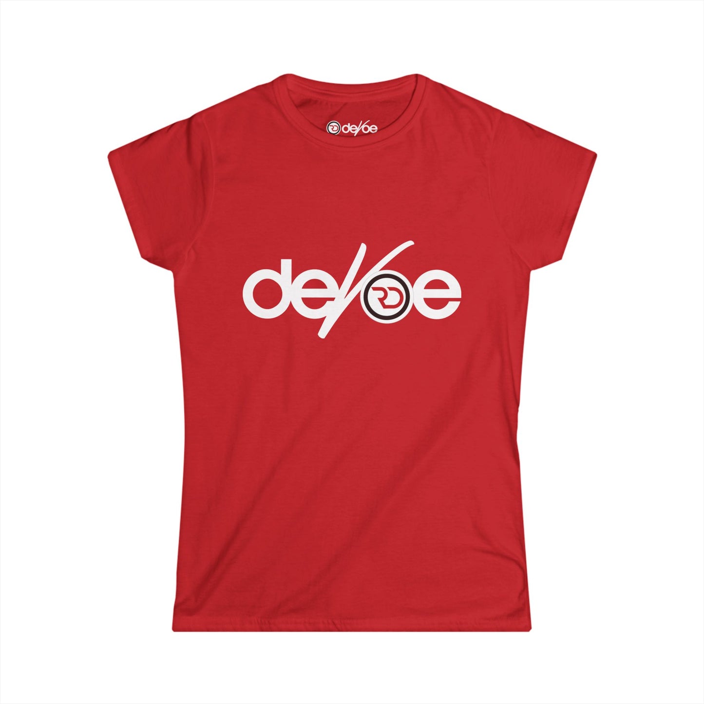 Women's Tee — Minimal Red & Black Circular Logo Chest Print