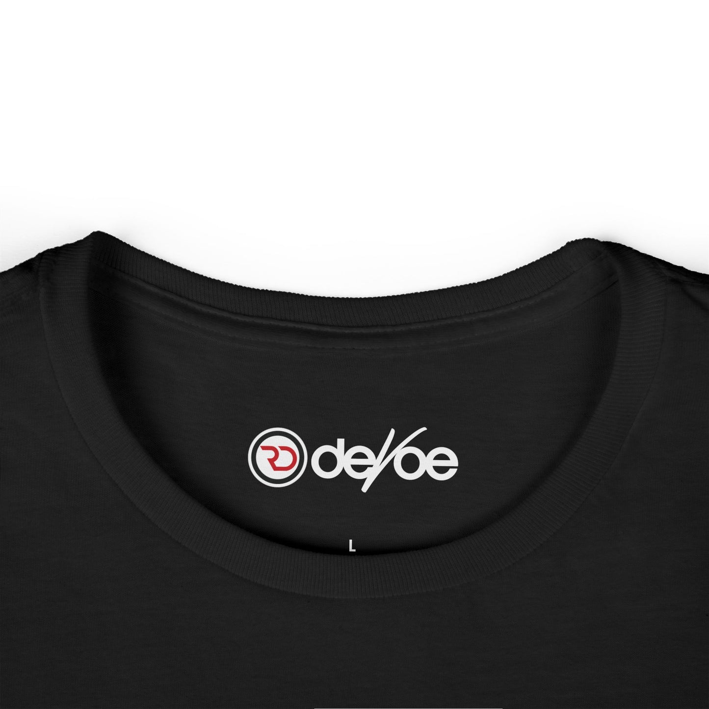 Women's Tee — Minimal Red & Black Circular Logo Chest Print