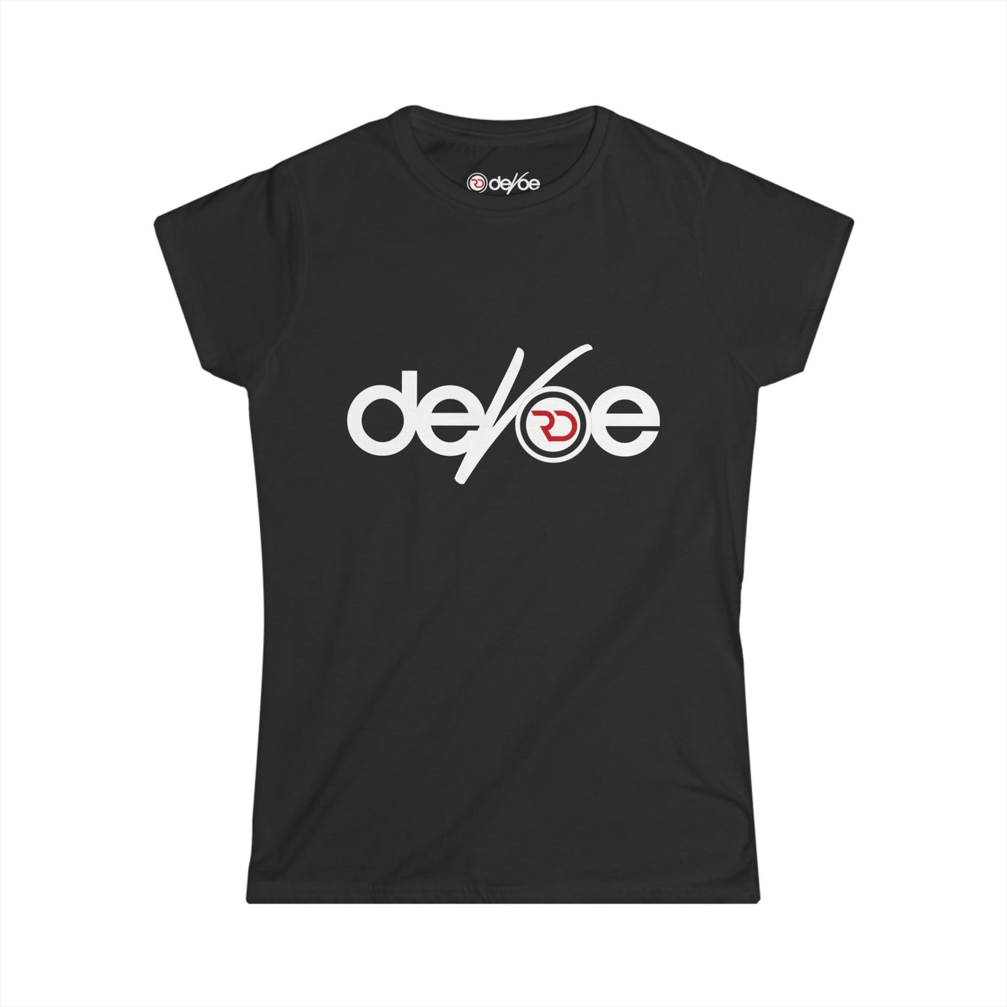 Women's Tee — Minimal Red & Black Circular Logo Chest Print